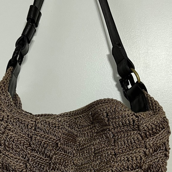 The Sak Boho Knit String hobo baguette shoulder bag Y2K - Picture 8 of 9